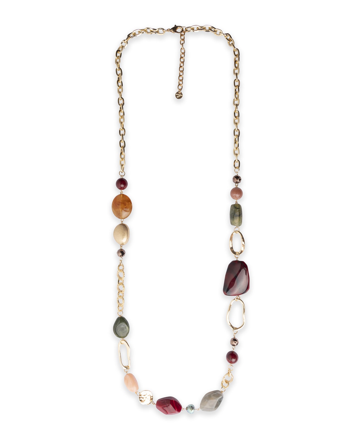 Collana lunga a catena con pietre in acrilico multicolore