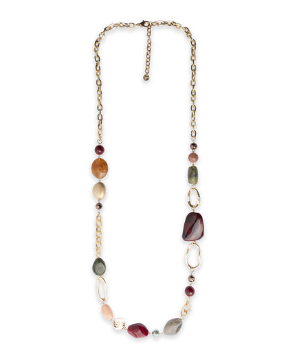 Collana lunga a catena con pietre in acrilico multicolore