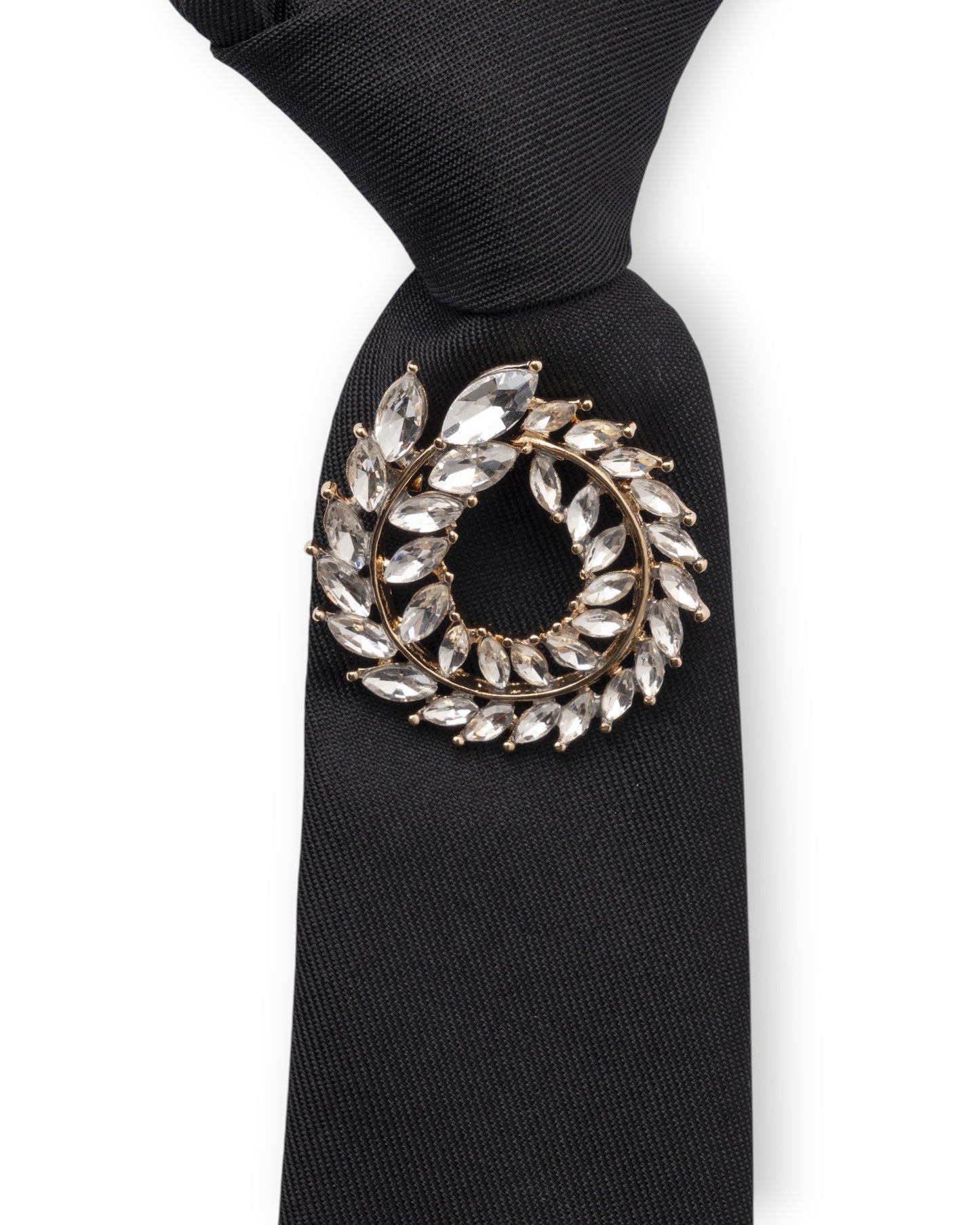 Cravatta nera elastica con spilla in vetro crystal