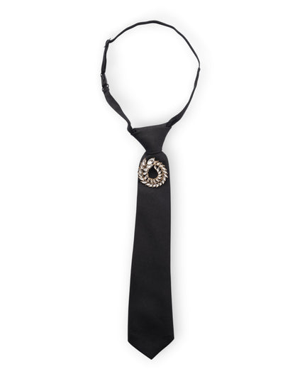 Cravatta nera elastica con spilla in vetro crystal