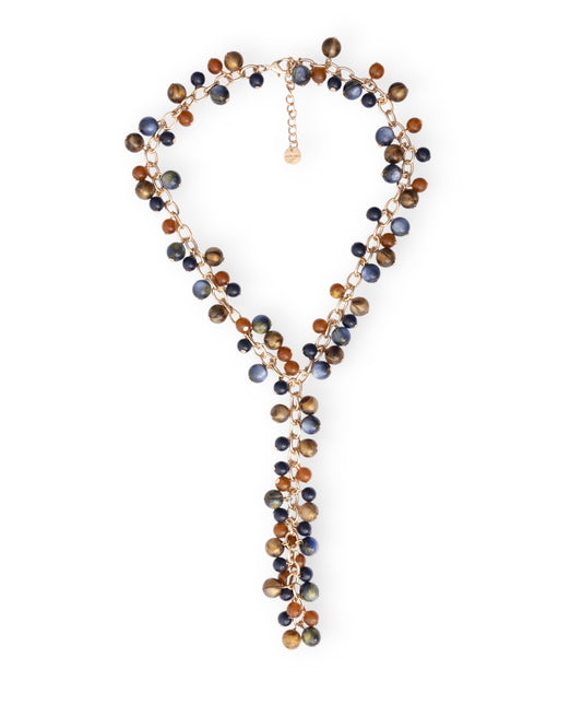 Collana girocollo a catena con sfere pendenti in acrilico multicolore