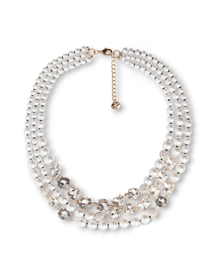 Collana girocollo a tre fili con pietre in vetro effetto perlato