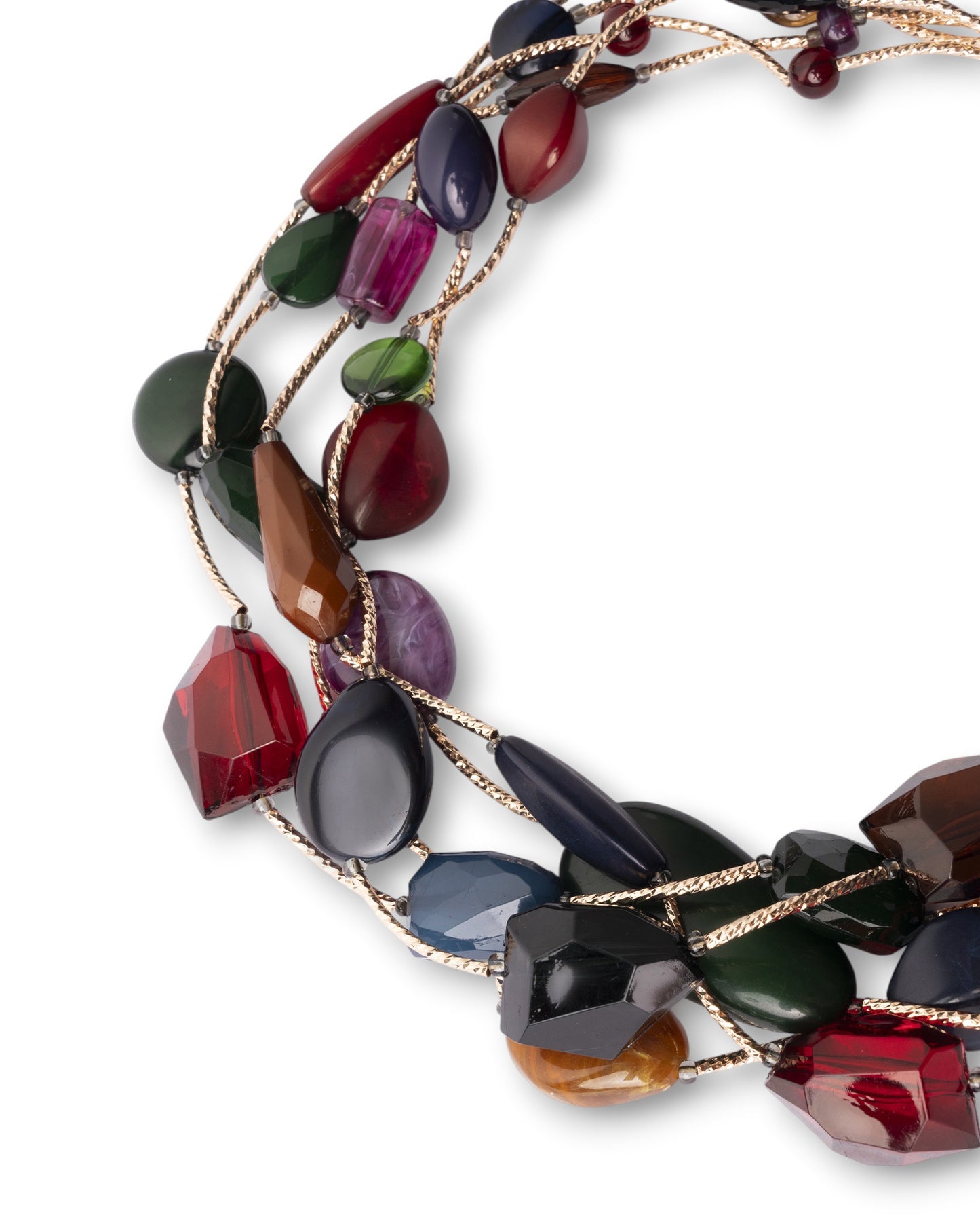 Collana girocollo multi fili con pietre in acrilico multicolore
