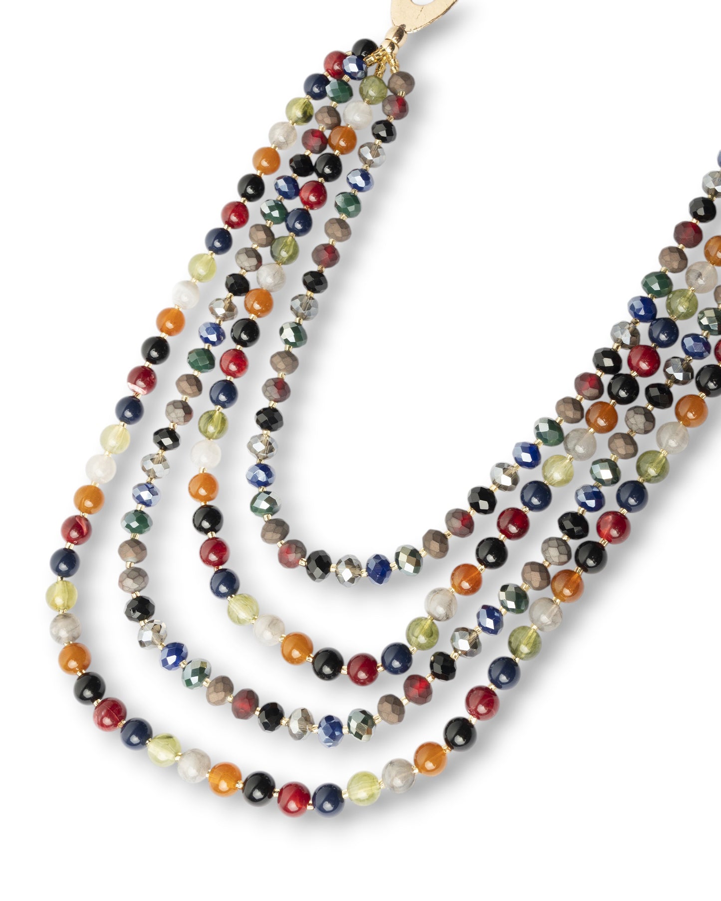 Collana lunga a catena con multi fili di pietre in acrilico multicolore
