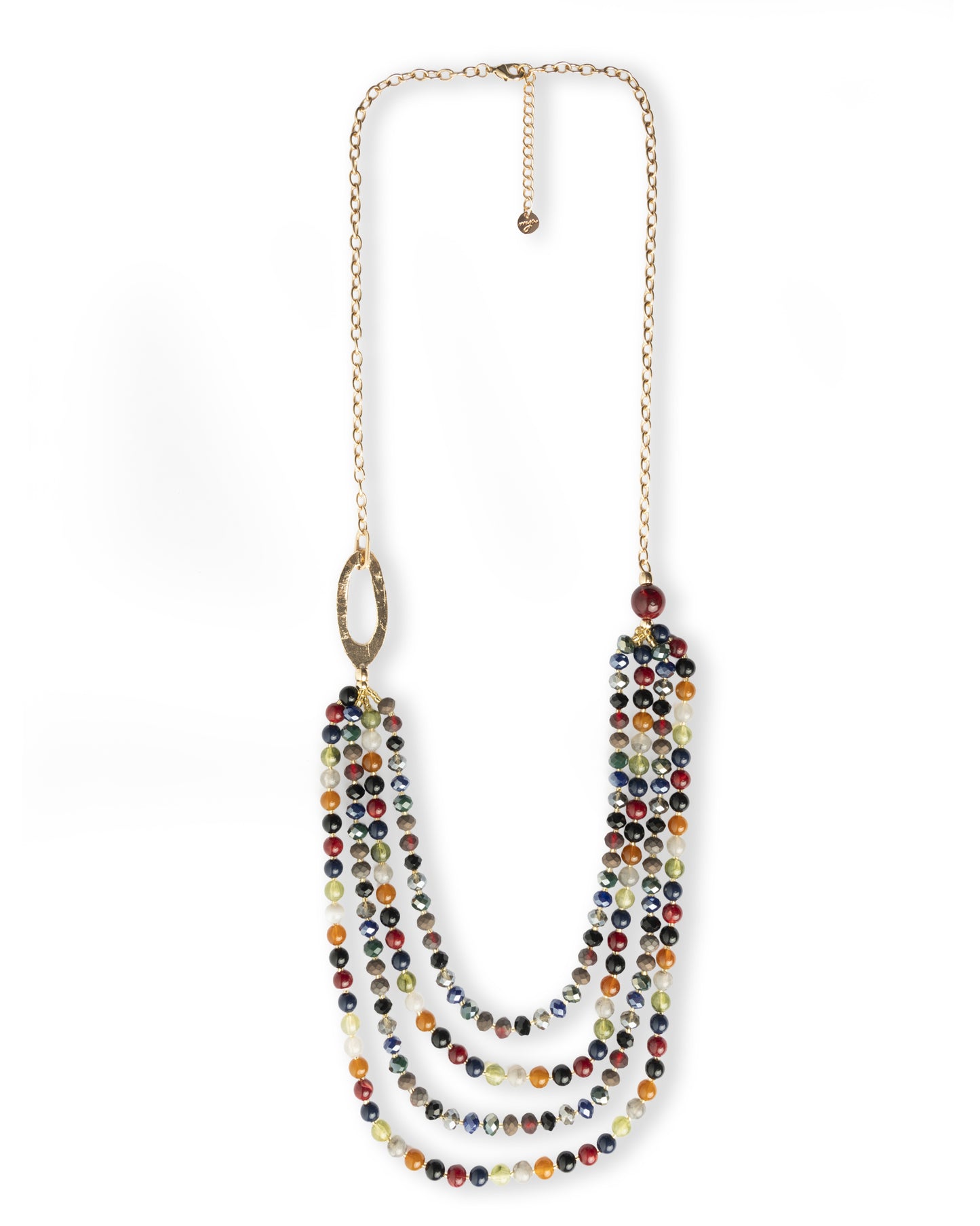 Collana lunga a catena con multi fili di pietre in acrilico multicolore
