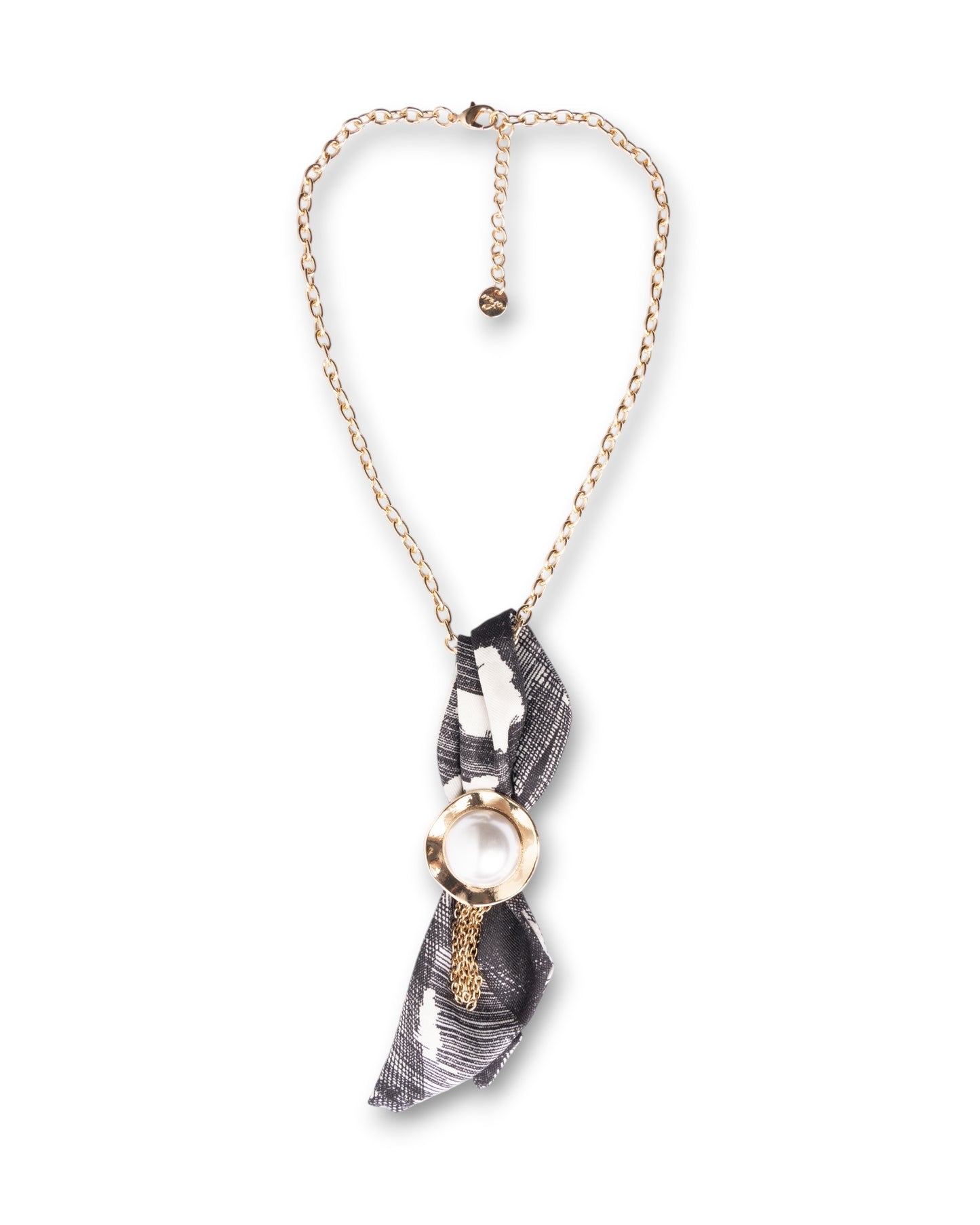 Collana girocollo a catena con cravattino in tessuto tono grigio