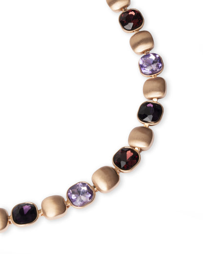 Collana girocollo con inserti in vetro tono viola