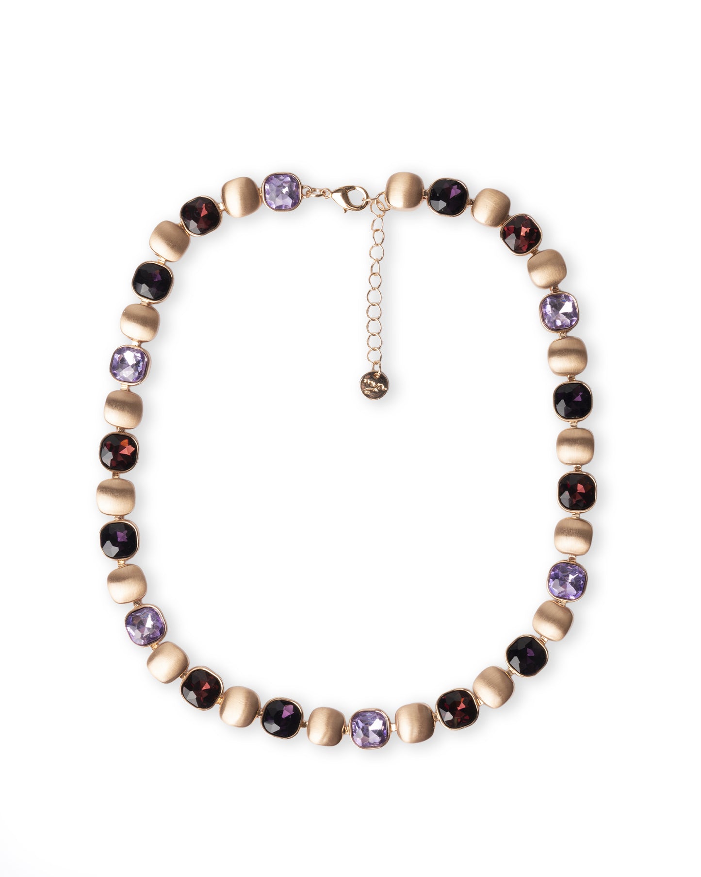 Collana girocollo con inserti in vetro tono viola