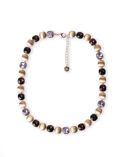 Collana girocollo con inserti in vetro tono viola