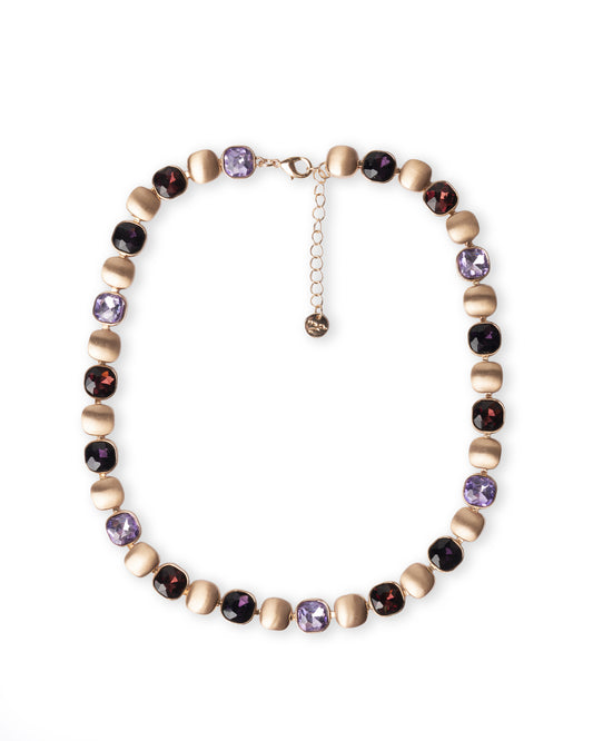 Collana girocollo con inserti in vetro tono viola