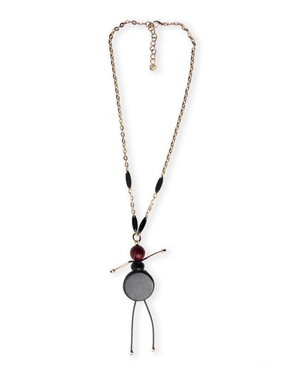 Collana lunga a catena con pendente ballerina nera in resina ed acrilico