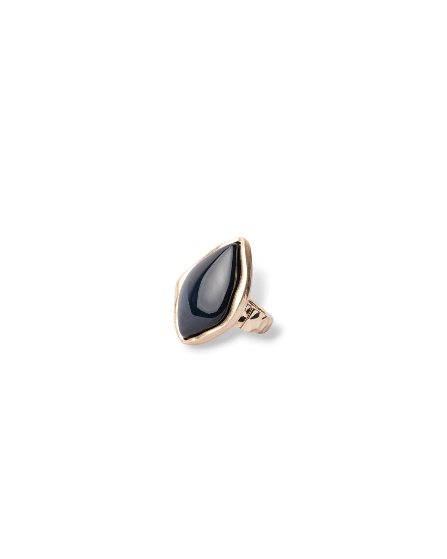 Anello in metallo elastico con pietra in acrilico blu scuro
