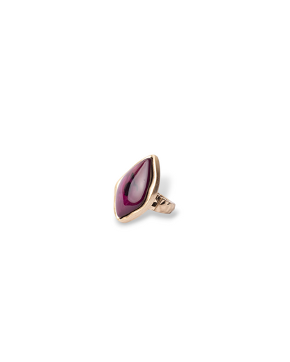 Anello in metallo elastico con pietra in acrilico prugna brillante