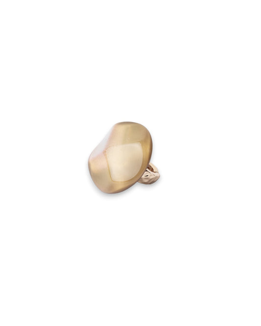 Anello elastico in metallo con pietra circolare in acrilico effetto marmo verde oliva