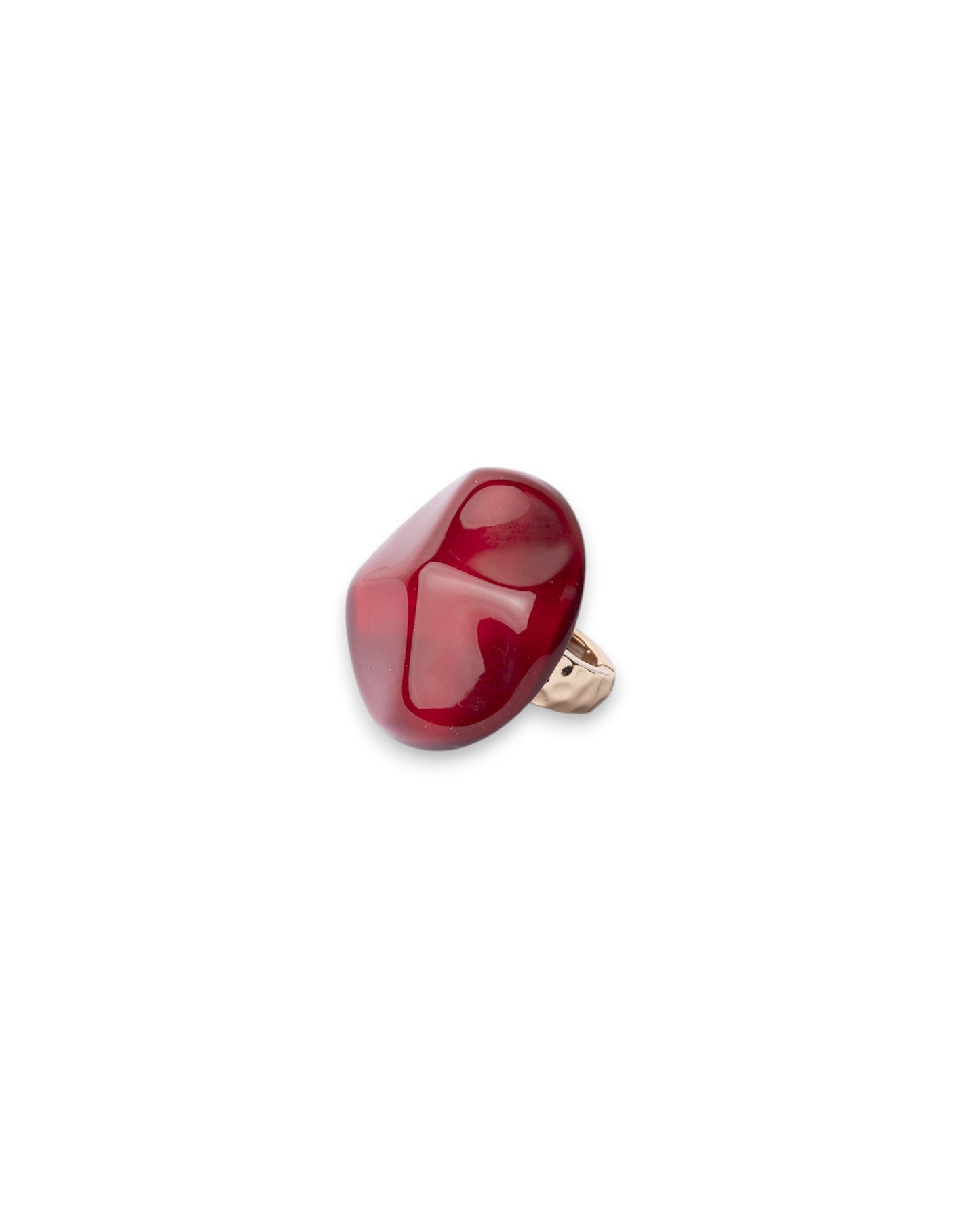 Anello elastico in metallo con pietra circolare in acrilico effetto marmo rossa