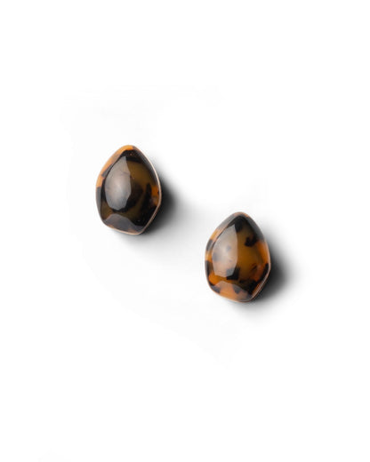 Orecchini a clip con pietra in acrilico animalier marrone