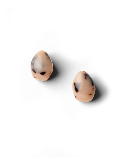 Orecchini a clip con pietra in acrilico animalier beige