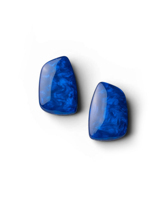 Orecchini a clip con pietra geometrica in acrilico blu