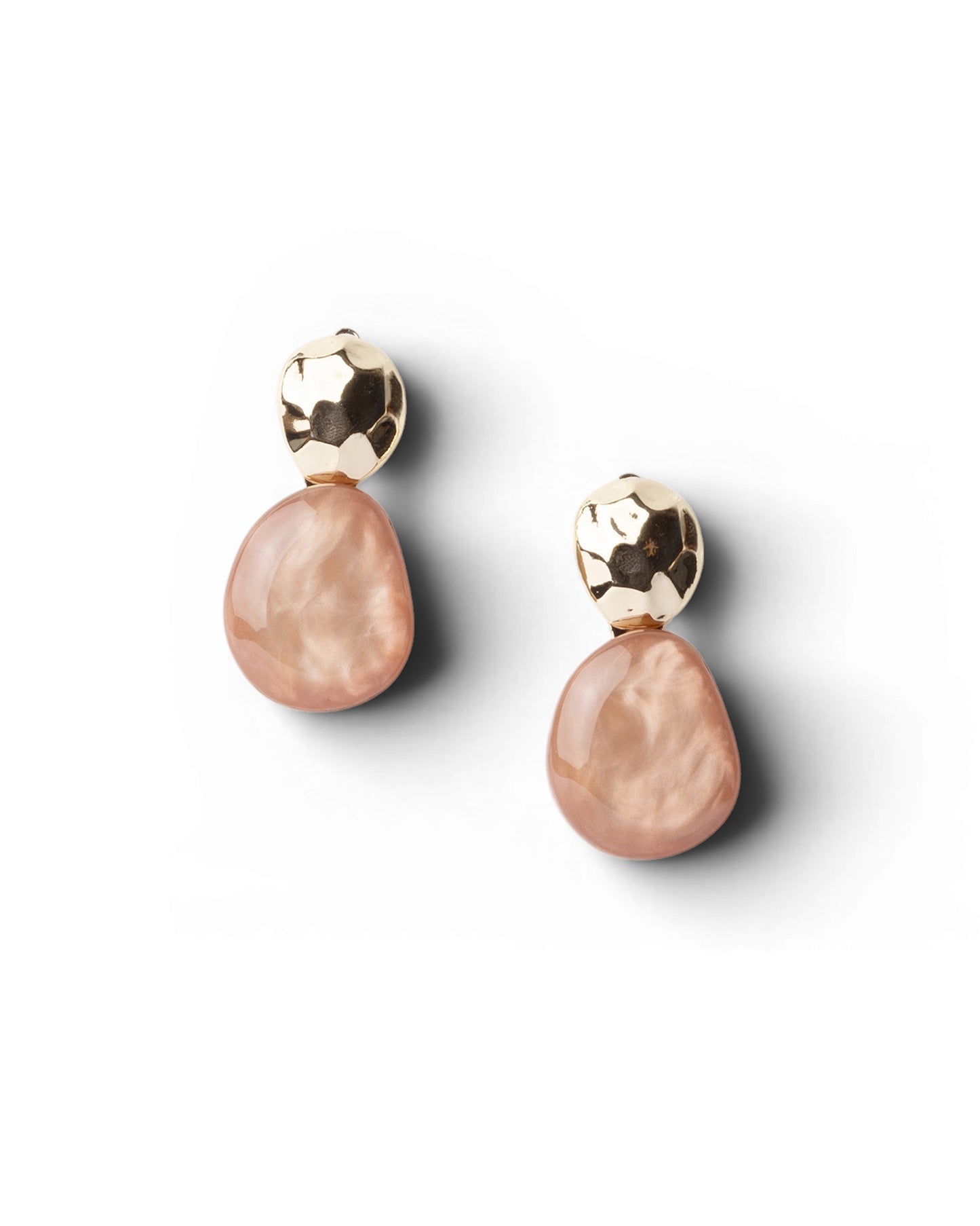 Orecchini pendenti a clip con pietra in acrilico effetto marmo beige