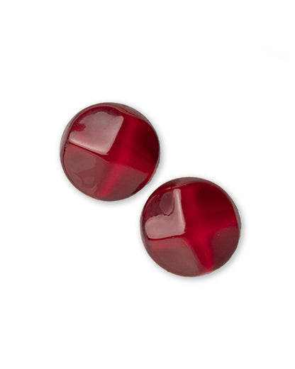 Orecchini a clip con pietra circolare in acrilico effetto marmo rossa