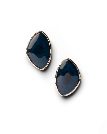 Orecchini in metallo con pietra in acrilico blu