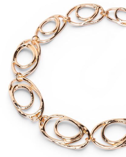 Collana girocollo in metallo lucido con maglia cerchi ovali sovrapposti