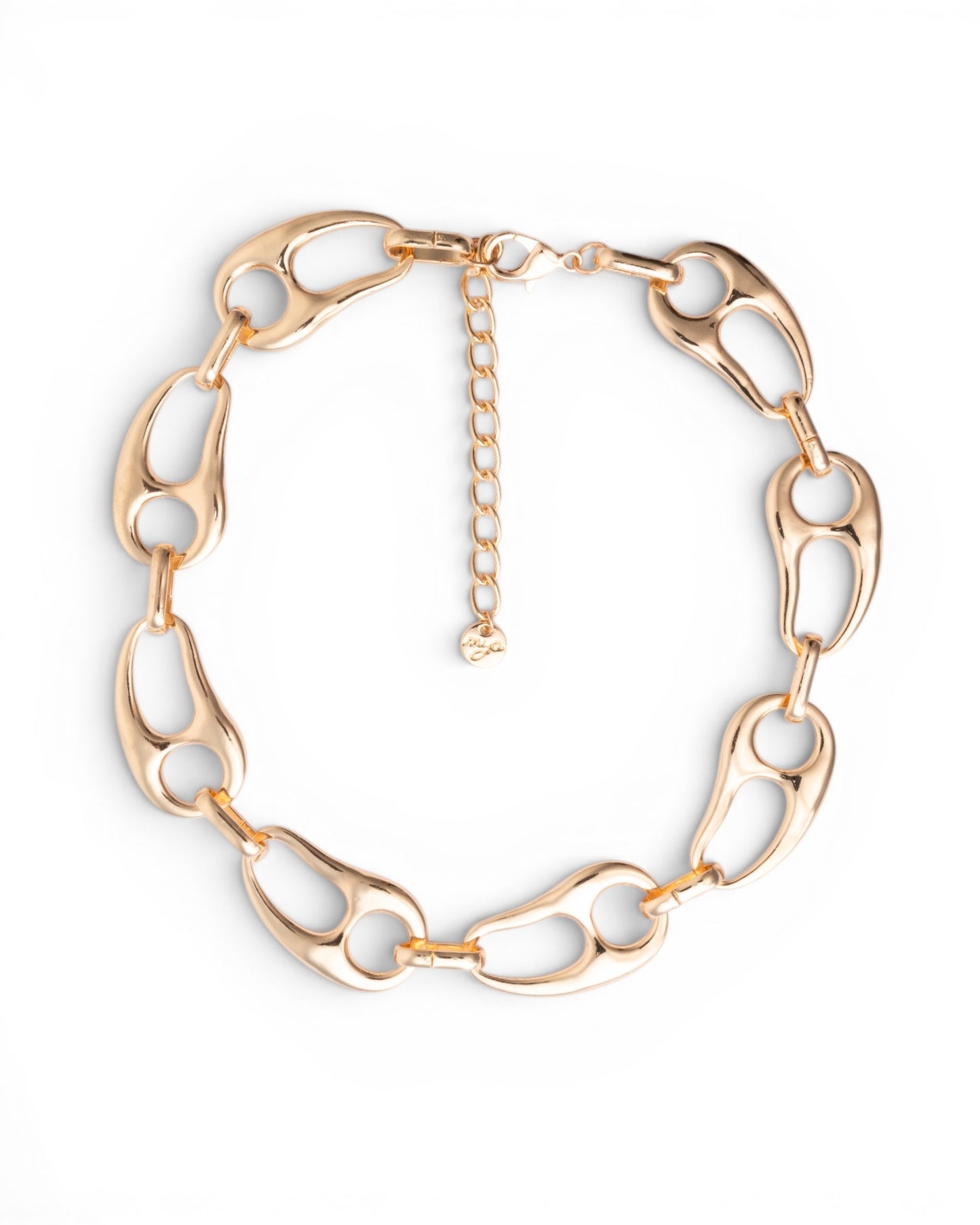 Collana girocollo in metallo lucido con maglia ad ancora