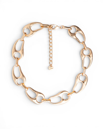 Collana girocollo in metallo lucido con maglia ad ancora
