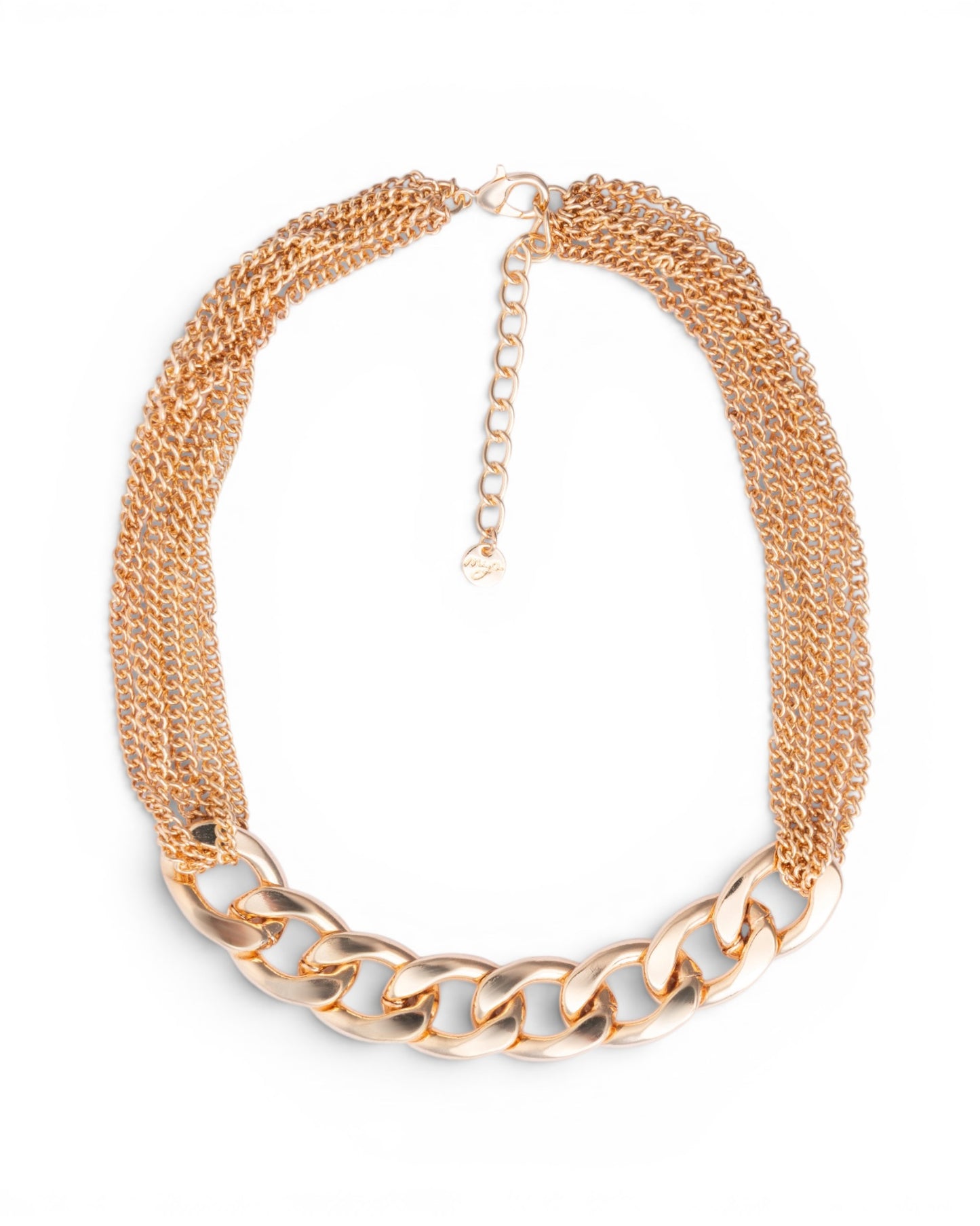 Collana girocollo in metallo multi catena con maglia oversize