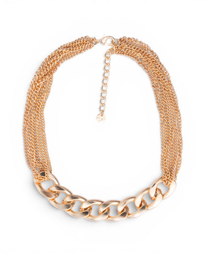 Collana girocollo in metallo multi catena con maglia oversize