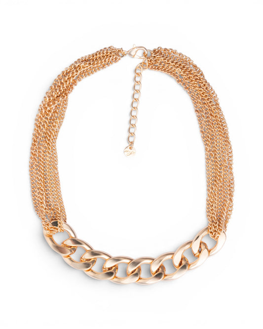 Collana girocollo in metallo multi catena con maglia oversize