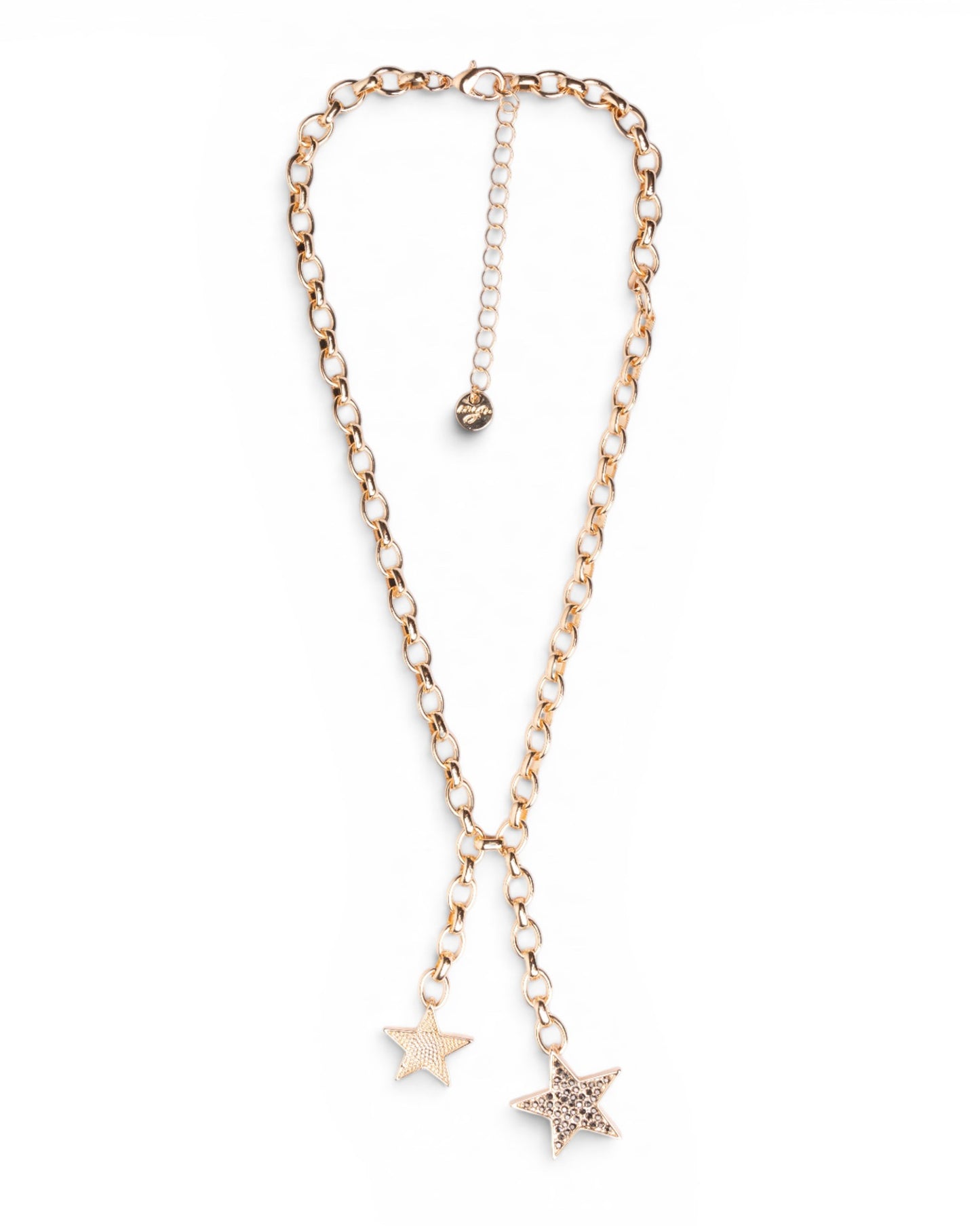 Collana a catena con doppia stella e micro pietre in vetro nere