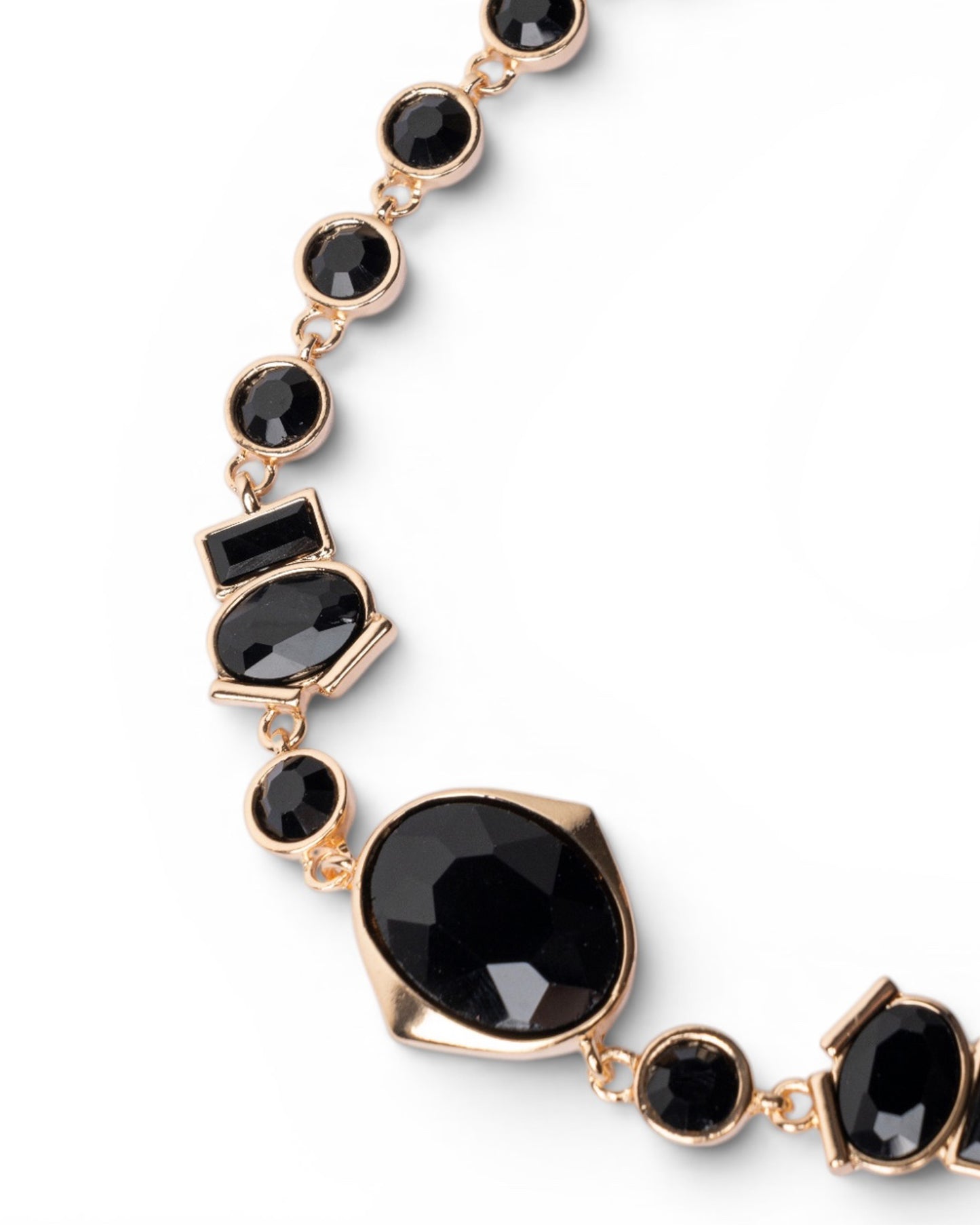 Collana girocollo in metallo con pietre in vetro nere