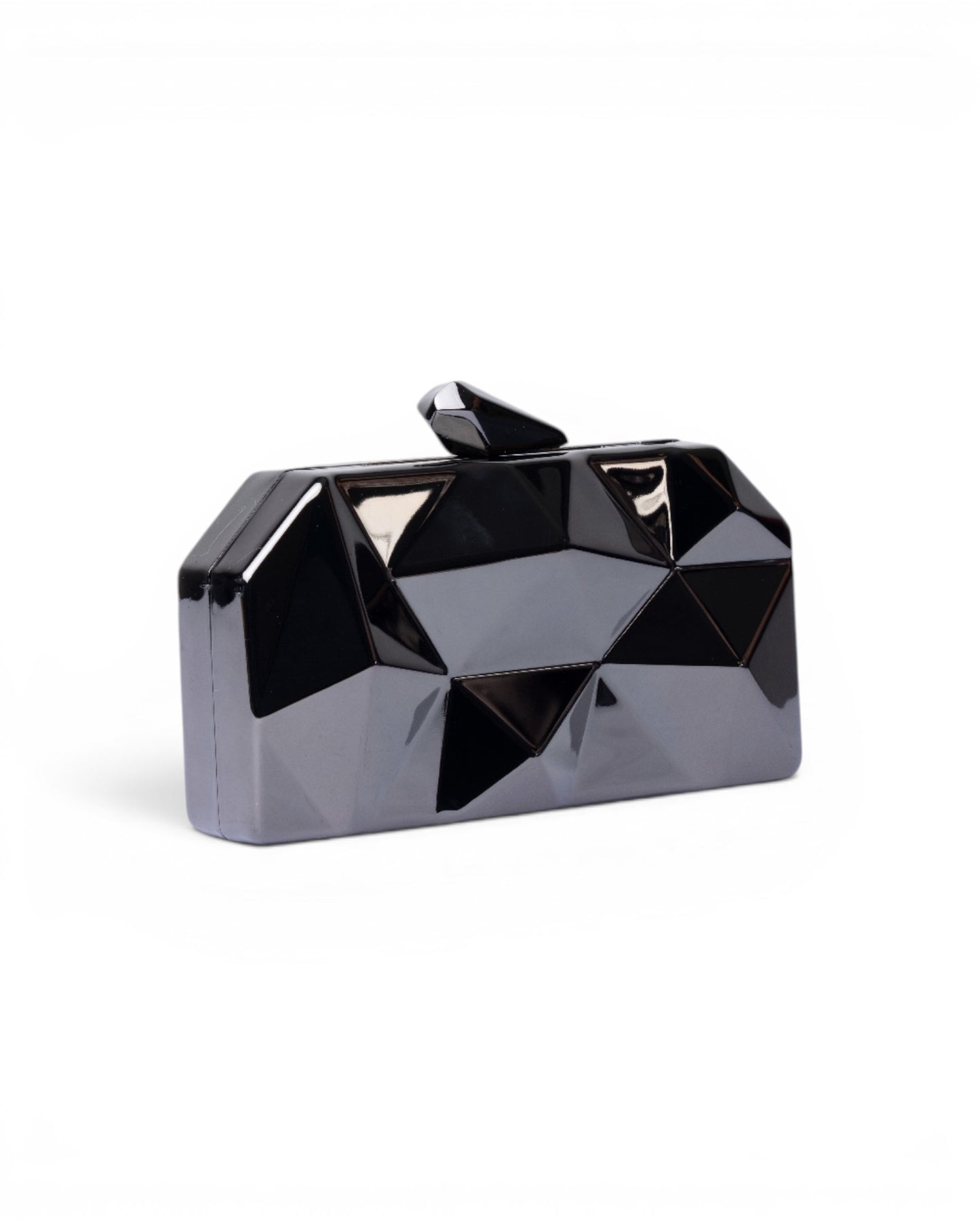 Clutch in metallo con design taglio diamante in gun