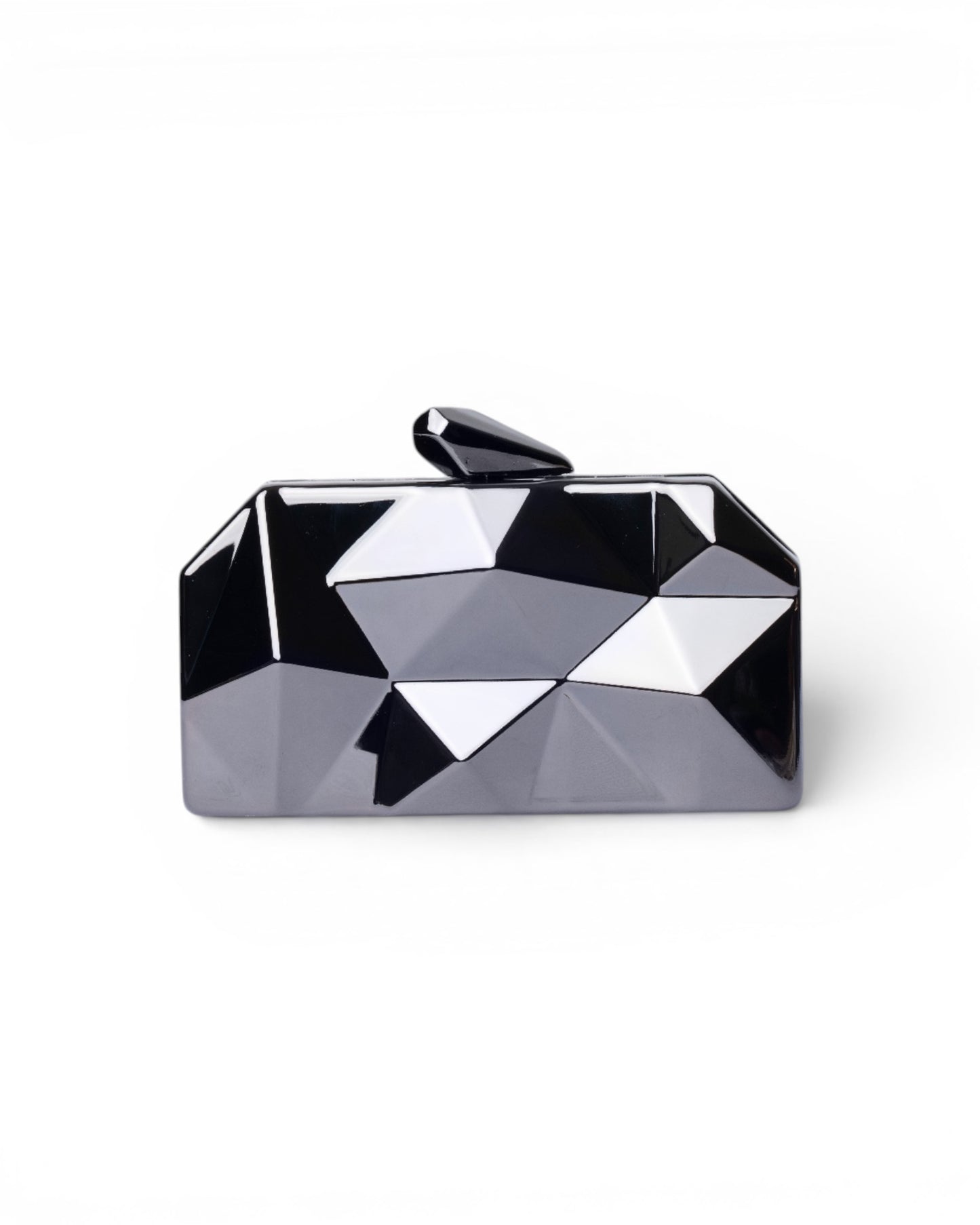 Clutch in metallo con design taglio diamante in gun