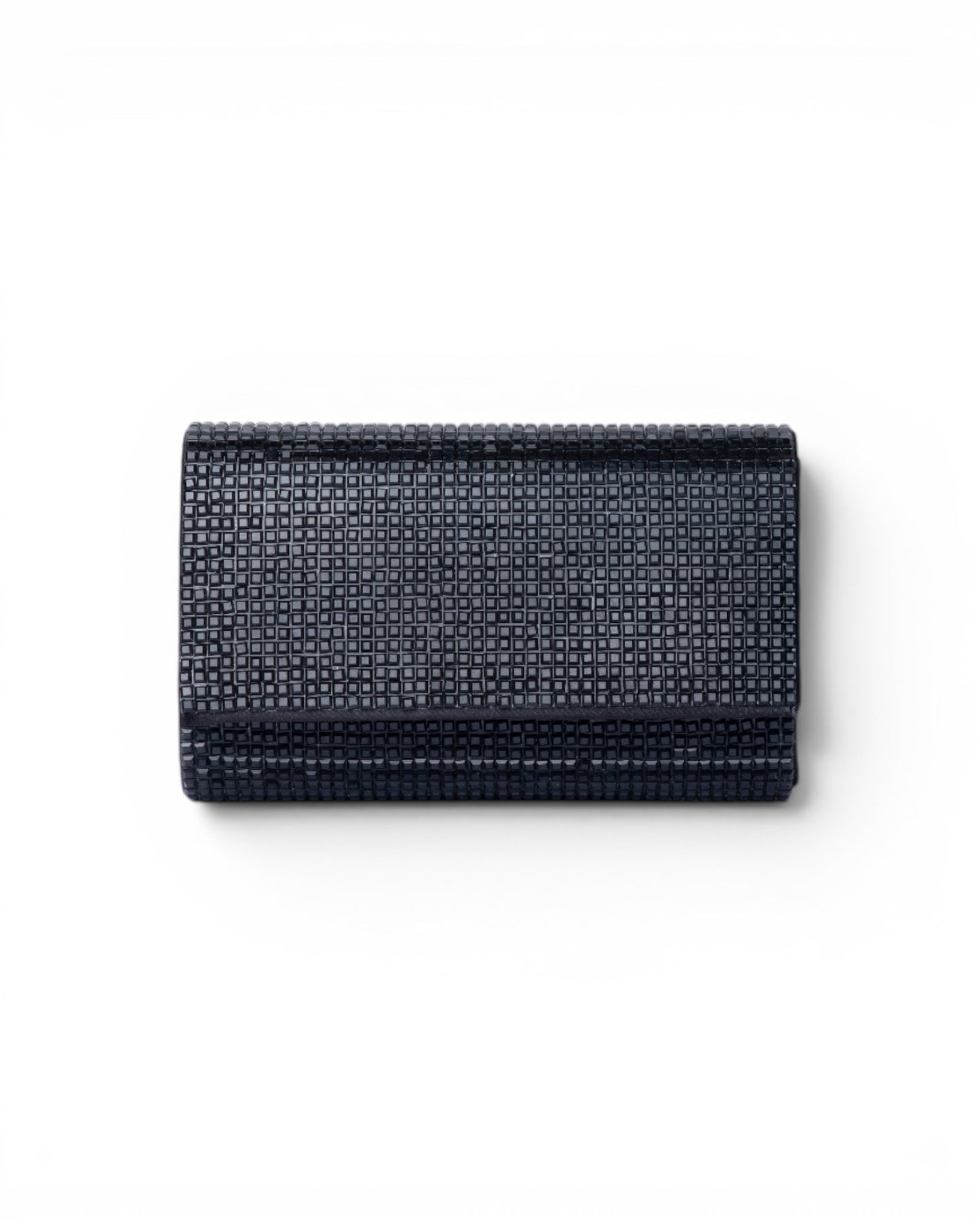Borsa pochette in tessuto tempestata da micro cristalli neri