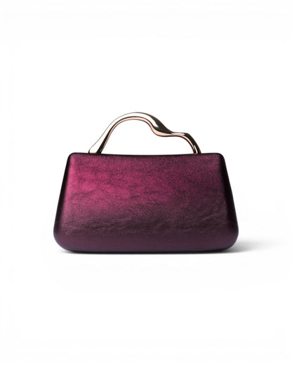 Mini borsa rigida viola con manico scultoreo dorato