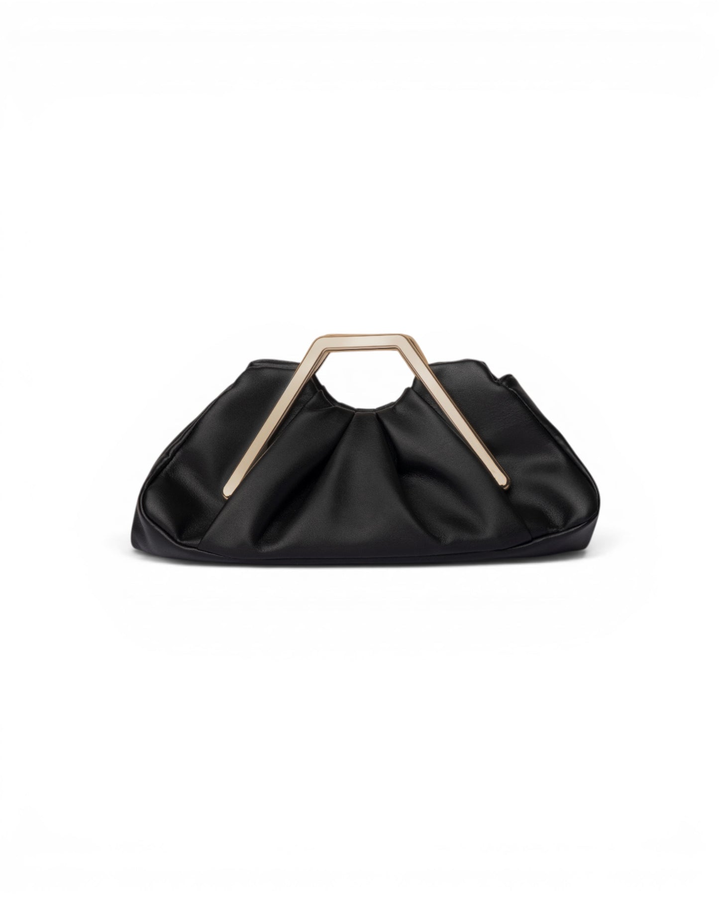 Clutch plissè nera con manico metallico