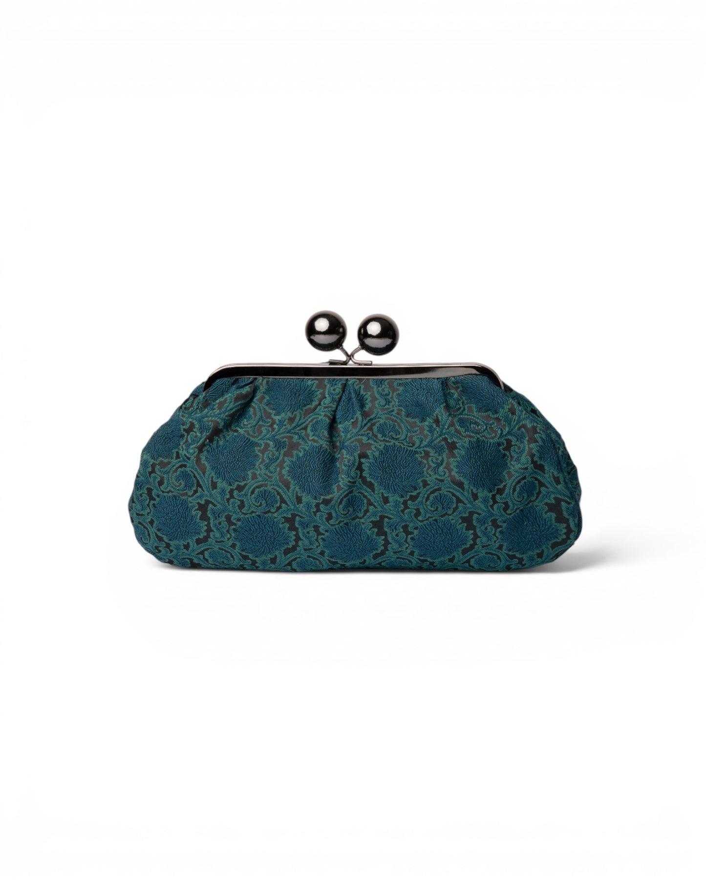 Clutch con texture barocca verde petrolio
