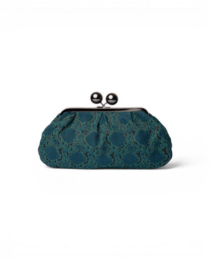 Clutch con texture barocca verde petrolio