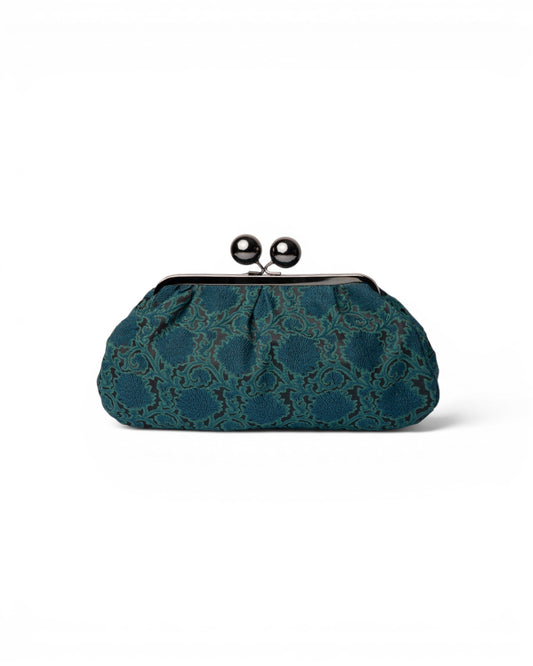 Clutch con texture barocca verde petrolio
