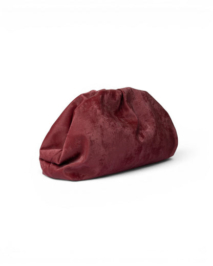 Clutch morbida effetto suede rossa