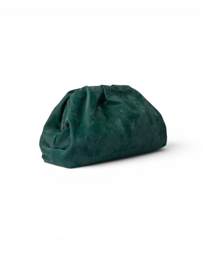 Clutch morbida effetto suede verde scuro