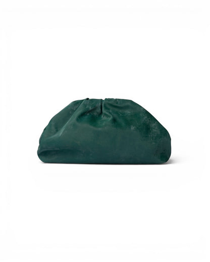 Clutch morbida effetto suede verde scuro