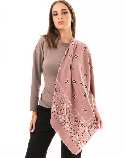 Sciarpa dalla texture bandana chic rosa e bianca