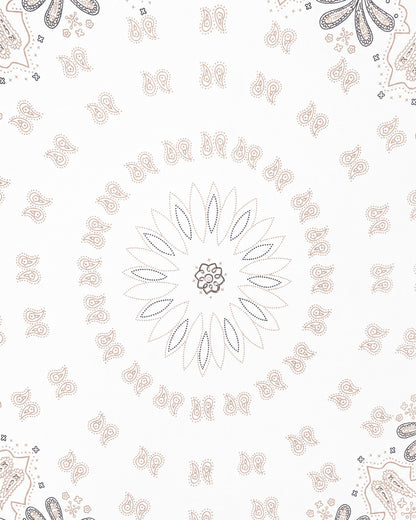 Sciarpa in cotone dalla texture mandala tono bianco