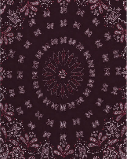 Sciarpa in cotone dalla texture mandala borgogna