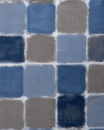 Sciarpa in cotone con stampa a quadri tono blu