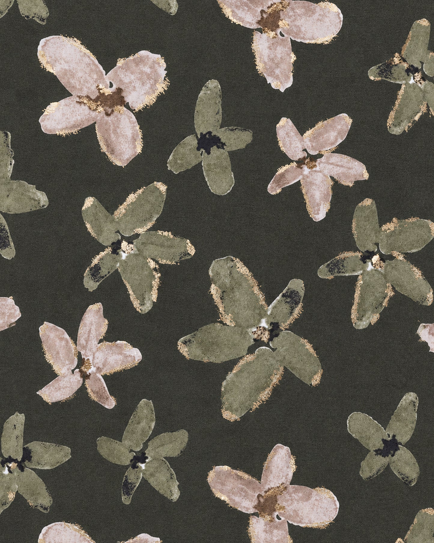 Sciarpa in cotone verde con stampa a fiori verde e beige