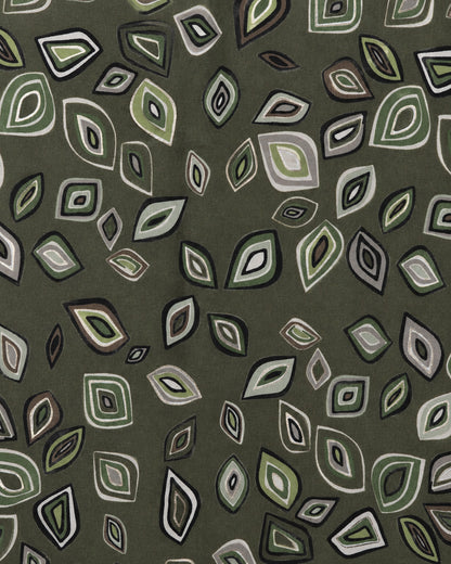 Sciarpa in cotone verde con stampa geometrica
